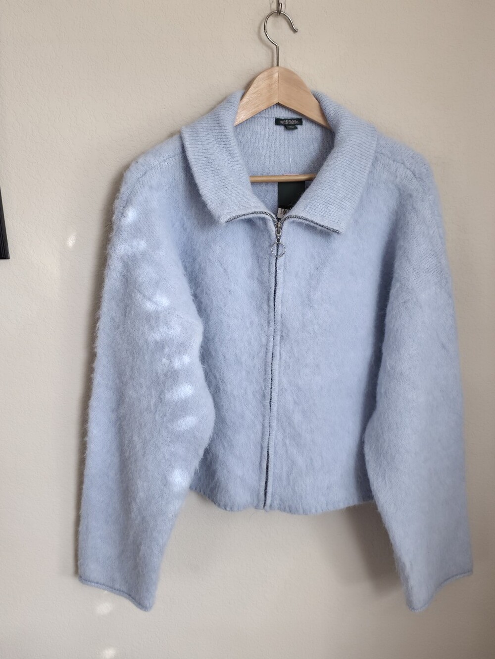 Wild Fable Light Blue Fuzzy Full Zip Sweater NWT XL